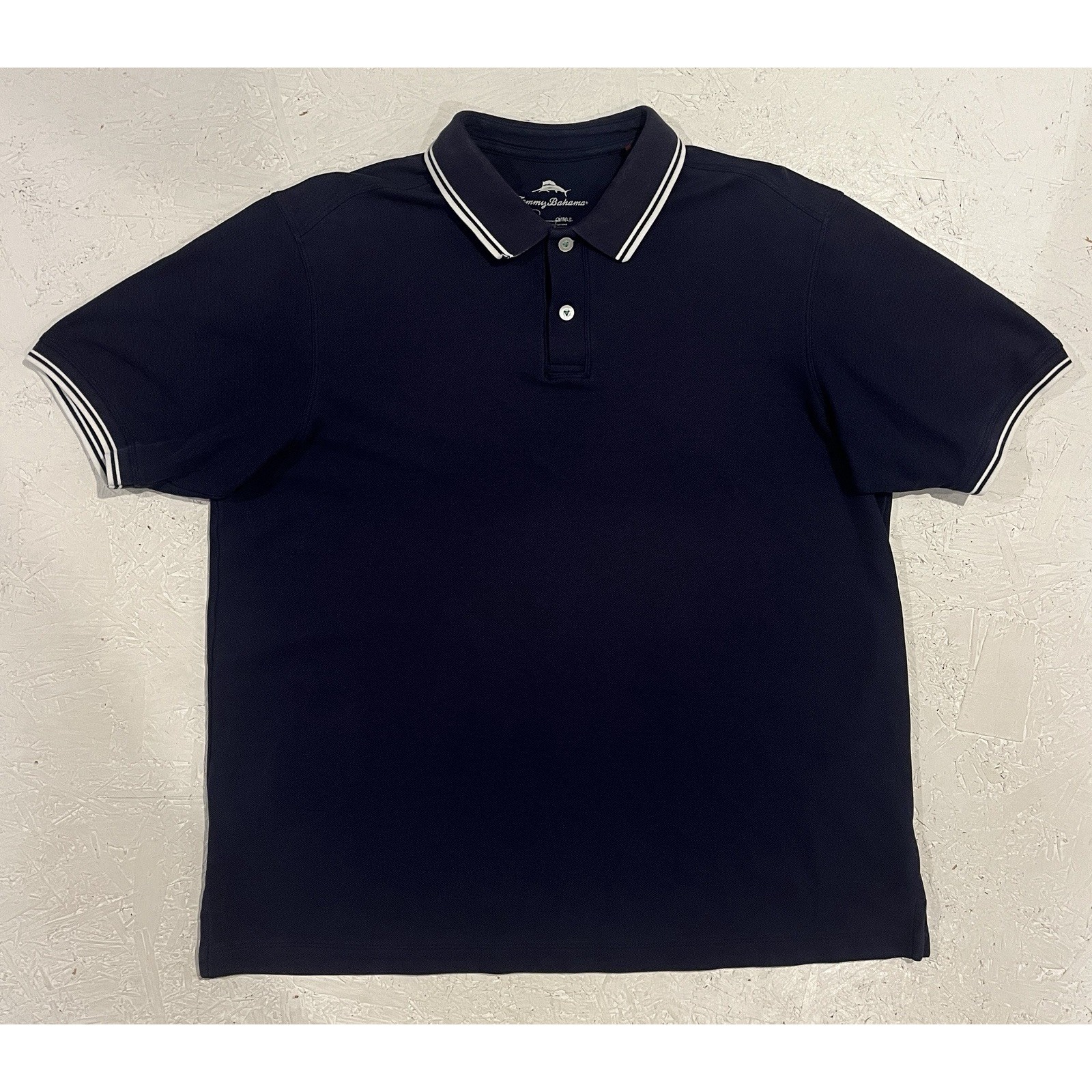 Tommy Bahama Polo Shirt Mens L Blue Supima Cotton Short Sleeve Beach Comfort